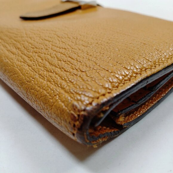 $2995 Authentic HERMES Made in FRANCE Unisex Orange Gold Leather Long Wallet - Picture 11 of 12